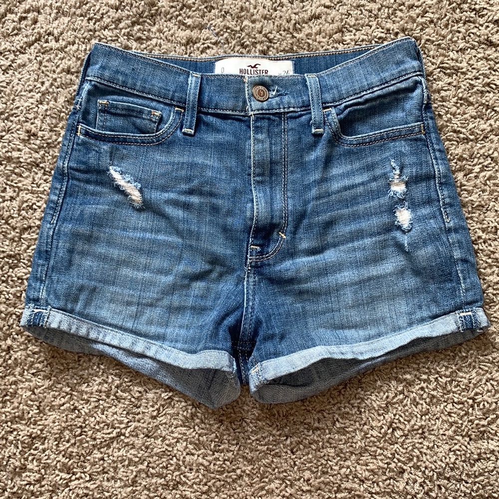 hollister blue jean shorts